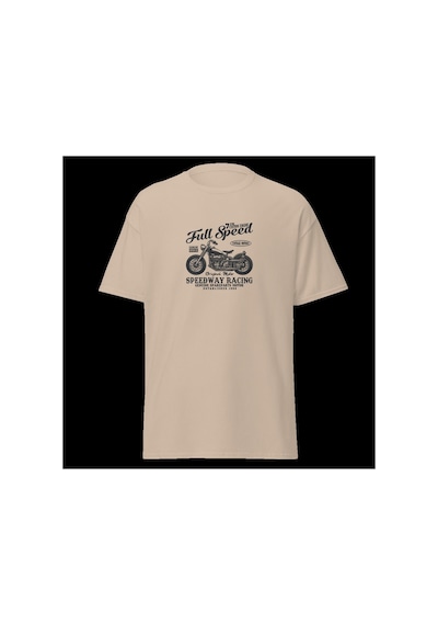 Wildstyle Full Speed Speedway Racing Motosiklet Vintage Yarış Baskılı Unisex Bisiklet Yaka Pamuklu Tişört - Ca