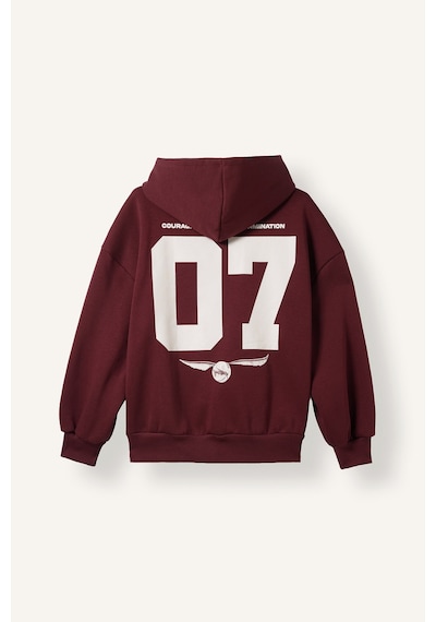 Defacto Harry Potter Gryffindor Baskılı Kapüşonlu Oversize Fermuarlı Kalın Hırka Sweatshirt I3023ax26aubr98 Bordo-br98
