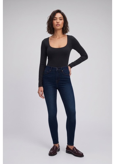 Kadın Likralı Skinny Lacivert Jean Pantolon Lacivert