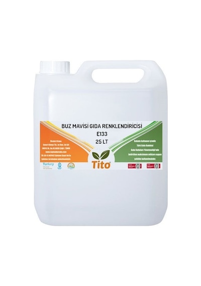 Buz Mavisi Gıda Renklendiricisi Sıvı Suda Çözünür E133 25 Litre