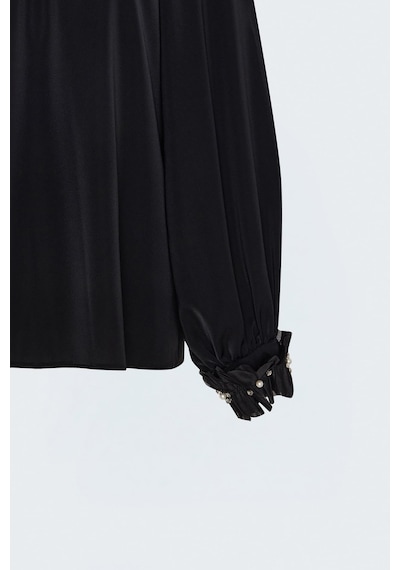 Sateen Aksesuar Detaylı Bluz - Siyah-137964