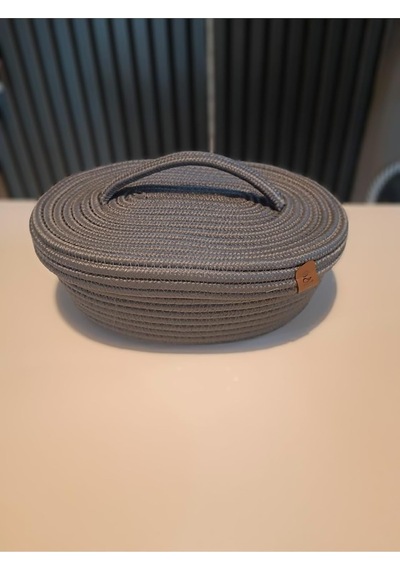 Tr Kapaklı Hasır Sepet El Yapımı Jüt Saklama Sepeti Dekoratif Organizer Renk Seçenekli Antrasit 18 X 27 Genel