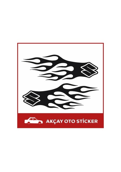 (2 Adet) Alevli Suzuki Sticker Suzuki Araba Alev Oto Sticker