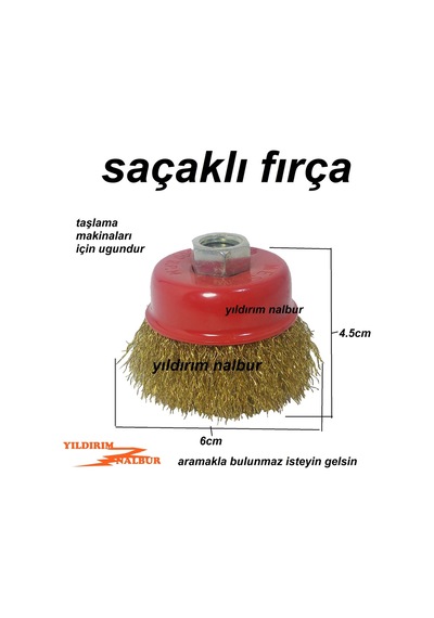 Çanak Fırça 50 Saçak Sarı Fırça Tel Fırça Sarı Telli Taşlama Fırç
