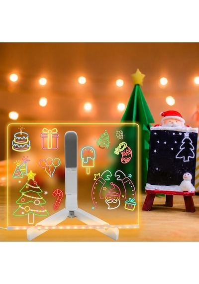 Schulzz Led Işıklı Silinebilir Boyama Ve Çizim Tahtası 7 Adet Kalem Hediyeli 30 x 20 CM Beyaz
