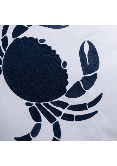 Mudo Home Marin Crab Nakışlı Kırlent Beyaz Lacivert 50x50 Cm