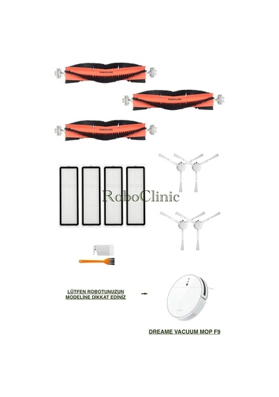 Dreame Vacuum Mop F9 Robot Süpürge Uyumlu Yedek Fırça,hepa Filtre Seti-13 Parça