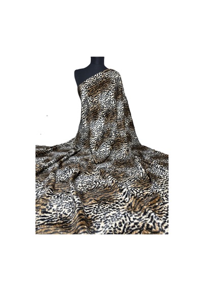 Leopar Desenli Yumuşak Peluş Kürk Kışlık Kumaş 150 Cm En Ceket, Mont, Kürk, Kaban, Hırka Kaplan