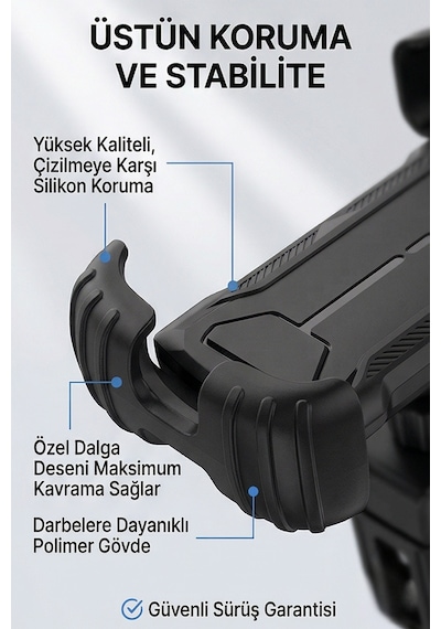 Motosiklet Bisiklet Telefon Tutucu Titreşim Önleyici 4 Köşe Kilit 360 Döner Mt6086