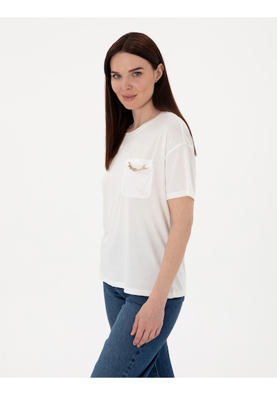 Pierre Cardin Kadın Beyaz Tişört 50301456-vr013 Beyaz