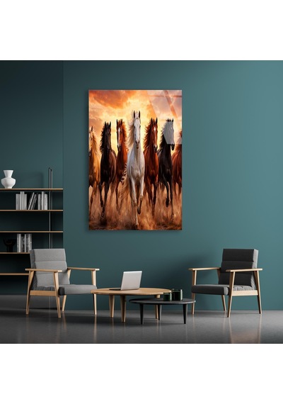 Koşan Atlar - Cam Tablo - Deg0745 35 X 50 Cm