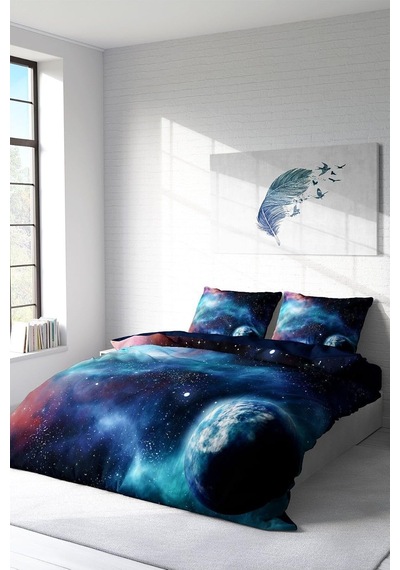 Tr %100 Pamuk Saten Çift Kişilik Nevresim Takımı Star Night - Lacivert, Monohome34986 Diğer