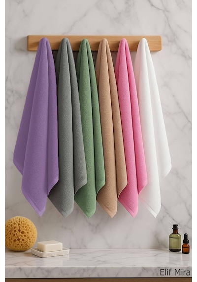 6 Lı Softtouch El Yüz Banyo Havlusu Seti %100 Pamuklu 50x90 Cm Mor