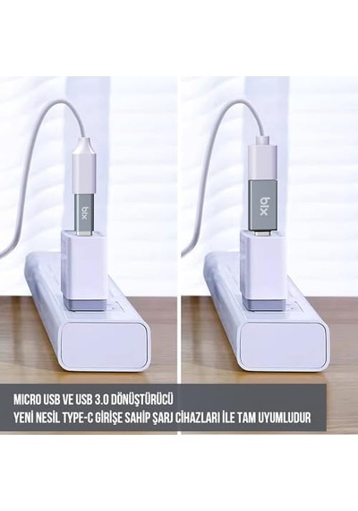 Adp-04 2'si 1 Arada Type-c Micro Usb Ve Usb Çevirici Dönüştürücü Adaptör