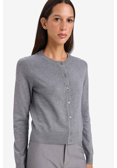 Defacto Regular Fit Bisiklet Yaka Hırka D6282ax25augr456 Gri
