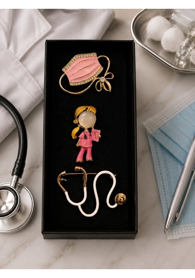 Doktor Temalı Premium Broş Seti Günlük Kombinlere Şık Dokunuş 7 Renkli