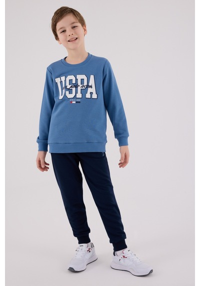 U.S. Polo Assn. Lisanslı Erkek Çocuk Alt Üst 2 Parça Eşofman Takımı Us2205 Mavi
