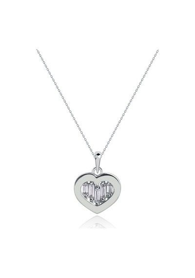 Diamond Line - Gülaylar - Beyaz Altın 8 Ayar Kalp Kolye Standart N11.23596