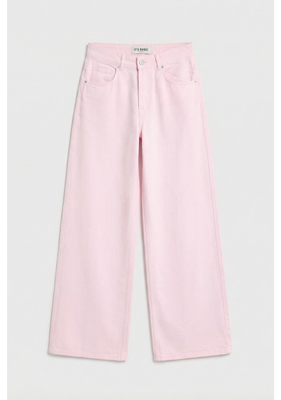 Itsbasic Kadın Açık Pembe Hera 6s6-98 Palazzo Fit Bol Kesim Denim Jean