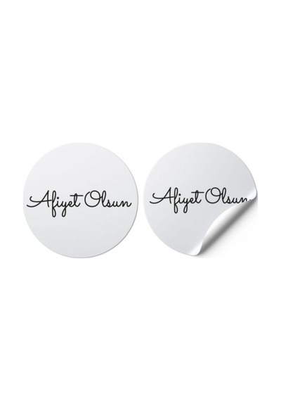 Afiyet Olsun Yuvarlak Sticker Beyaz Zemin 4x4 Cm 100 Adet Diğer