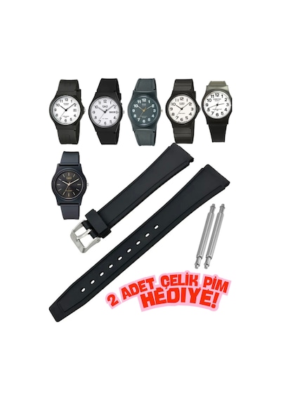 Q&q Startime Samstar Polo Air Uyumlu 18mm Kauçuk Siyah Silikon Saat Kordonu Diğer