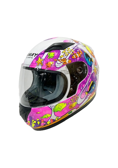Sway Çocuk Sw 815k Ocean Full Face Kapalı Kask Beyaz - Pembe