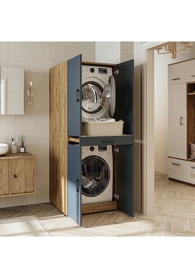 Banyo Dolabı Kapaklı Çamaşır Ve Kurutma Makine Dolap 70x185 Cm Atlantik Çam - Antrasit Banyo Dolabı Kapaklı Çamaşır Ve Kurutma Makine Dolap 70x185 Cm Atlantik Çam - Antrasit