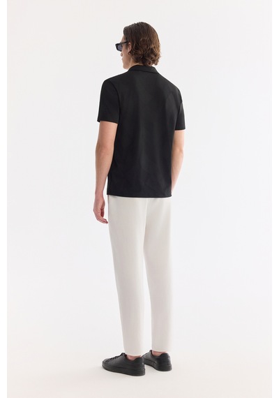 Avva Erkek Siyah Apaj Yaka Kolay Ütülenen Elastan Regular Fit T-shirt A61y1156