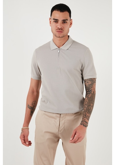Buratti Pamuklu Regular Fit Fermuarlı Erkek Polo Yaka T Shirt 5902915 Gri