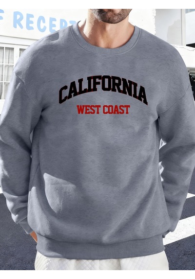 Startmore Startmorekaliforniya Batı Yakası Baskılı Sonbahar Kazak Çift Spor Polar Sweatshirt Sokak Modası Sokak Gri