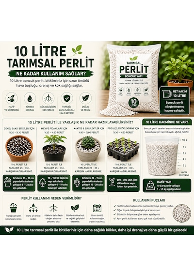Boncuk Tarımsal Perlit 10 Litre Saksı Toprak Havalandırıcı, Drenaj Ve Fide Çelik Köklendirme Perliti Diğer