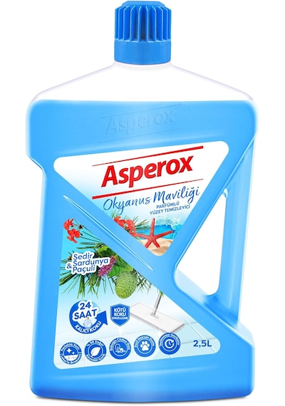 Asperox Okyanus Maviliği Parfümlü Yüzey Temizleyici Sedir & Sardunya Ve Paçuli Kokulu 2.5 Litre Tekli