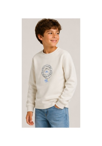 İrem Çocuk Giyim Erkek Çocuk Önü Arkası Stay True Yazı Desenli Ekru Sweatshirt Ekru