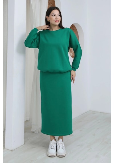 Lodmela Basic Comfort Şardonlu Etekli Takım 6073-yeşil Yeşil
