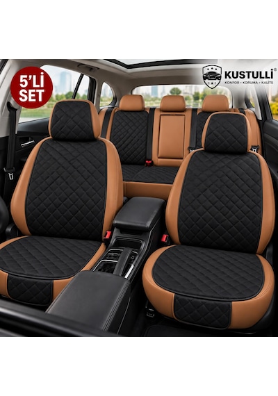 5'li Pilot Kapitone Terletmeyen Oto Koltuk Minder Cepli Model Siyah 1