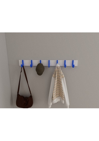 Hepsi3boyutlu Modern Duvar & Kapı Baston Askılık - 7 Adet Mavi J Askılık - Model No : 6 Mavi