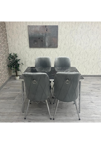 Mutfak Masa Sandalye Takımı Rodonit 80-120 Ck Gümüş 4 Kişilik Mutfak Masası Takımı Gümüş Mutfak Masa Sandalye Takımı Rodonit 80-120 Ck Gümüş 4 Kişilik Mutfak Masası Takımı Gümüş
