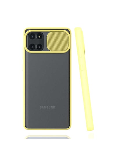 Noktaks Samsung Galaxy Uyumlu A81 Note 10 Lite Kılıf Slayt Sürgülü Arkası Buzlu Lensi Kapak Siyah T15441