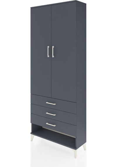 Arges Dolap 3 Raflı 3 Çekmeceli 2 Kapaklı 88x30x221 Antrasit-... Antrasit