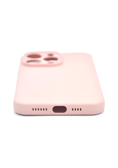 Apple Uyumlu iPhone 13 Pro Düz Renk Esnek Yumuşak Silikon Kılıf Rubber Pudra Pembe
