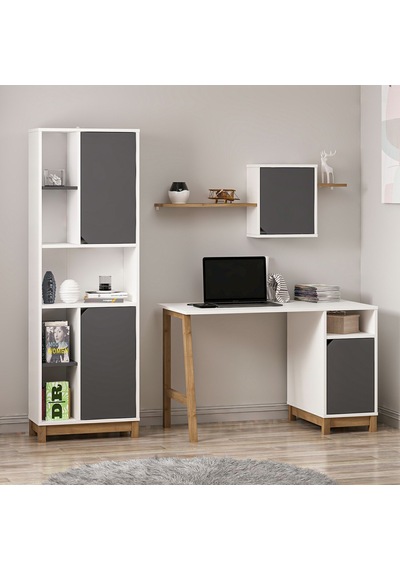 Venaro Çalışma Masası + Büyük Kitaplık Çok Renkli