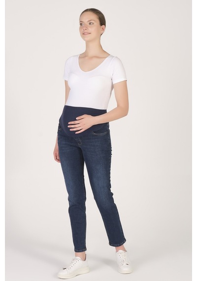 Busa Hamile Mom Fit Kot Pantolon Koyu Lacivert-koyu Lacivert