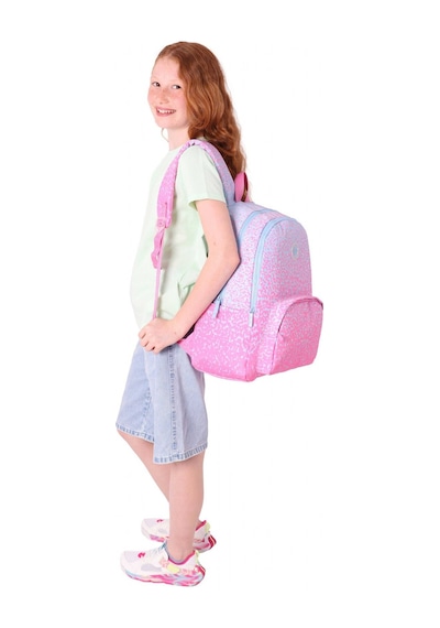 Kaukko Dots Kız Çocuk Üç Bölmeli İlkokul Ve Ortaokul Çantası - Pembe Nokta Desenli - K1803 Pembe