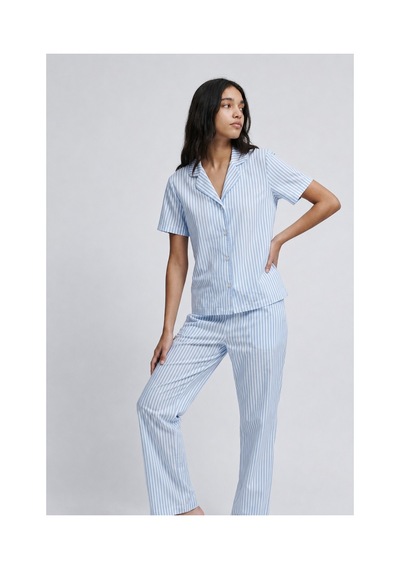 Fit Women Standart Boy Elastanlı Mavi Pijama Takımı