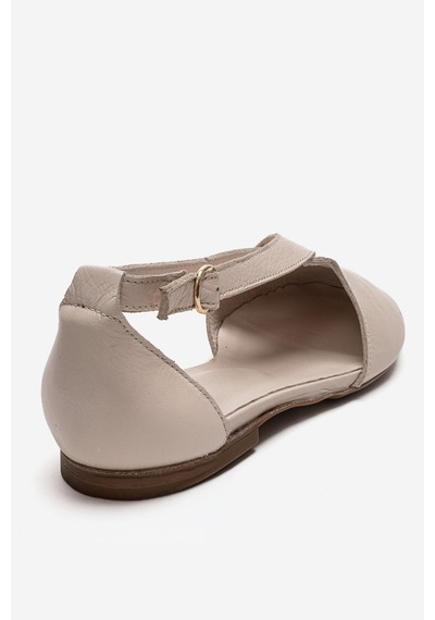 Luvishoes Fable Bej Cilt Hakiki Deri Yanları Açık Kadın Babet Ayakkabı