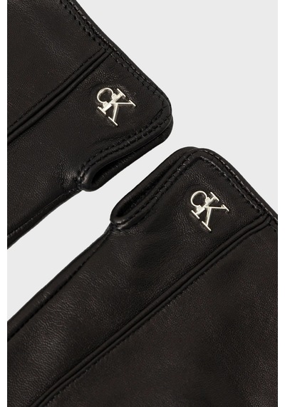 Calvin Klein Logolu Deri Eldiven Lv04f9011gub1 Kadın Eldiven Lv04f9011g Ub1 Siyah