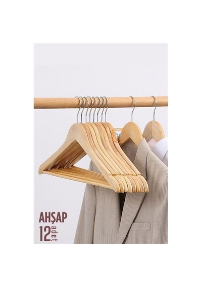 Zenvac Natural Ahşap Elbise Askısı 12 Adet Montague Design 719133 Zenvac29 Renkli
