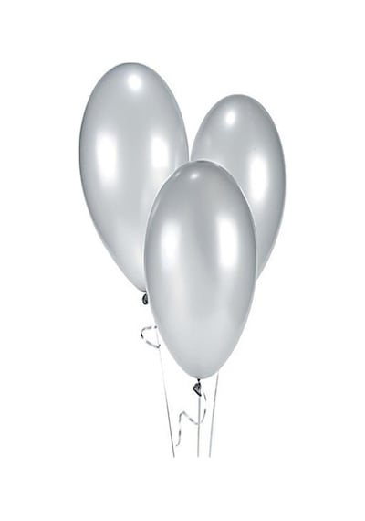 25 Adet Metalik Sedefli Parlak Gümüş Gri Balon Helyumla Uçan
