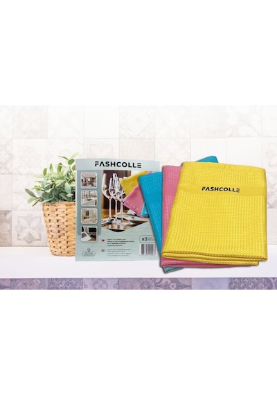 Fashcolle Mikrofiber Temizlik Bezi 3'lü X 3 Paket Toplam 9 Adet Gri - Kırmızı - Turuncu