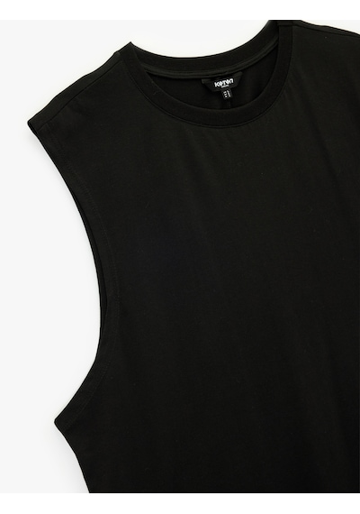Koton Regular Fit Kolsuz Bisiklet Yaka Pamuklu Basic Atlet Siyah 6sam30002mk Siyah